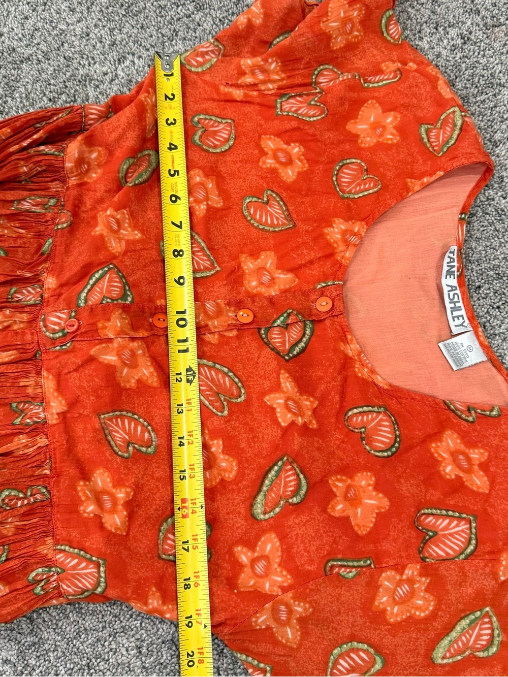 Vtg Jane Ashley 100% Cotton Voile Novelty Print Orange Midi Dress Women’s M - Picture 6 of 11